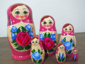 今ふうマトリョーシカ（ピンク）☆セミョーノフ☆6ピースマトリョーシカ【ロシア雑貨のカチューシャ】