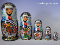 ロシアの冬景色☆Kuzmina★マトリョーシカ5ピース☆ロシア雑貨