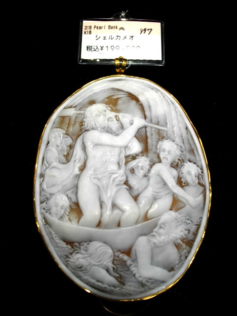 宝石シェルカメオブローチ商品番号０００２
