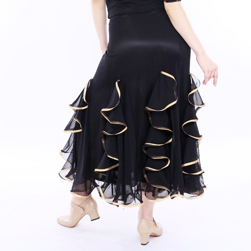 #社交ダンススカート# sk802】社交ダンスラテンスカート 段々フリルヒップ切替