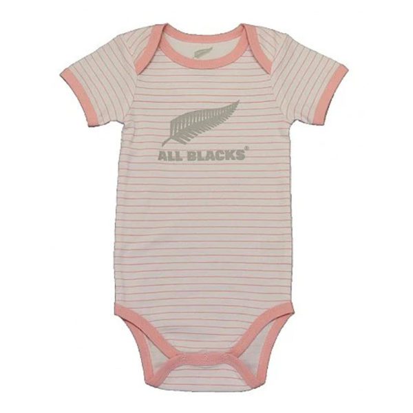 オールブラックス ロンパス 半袖 ストライプ ピンク（赤ちゃん用ウェア）