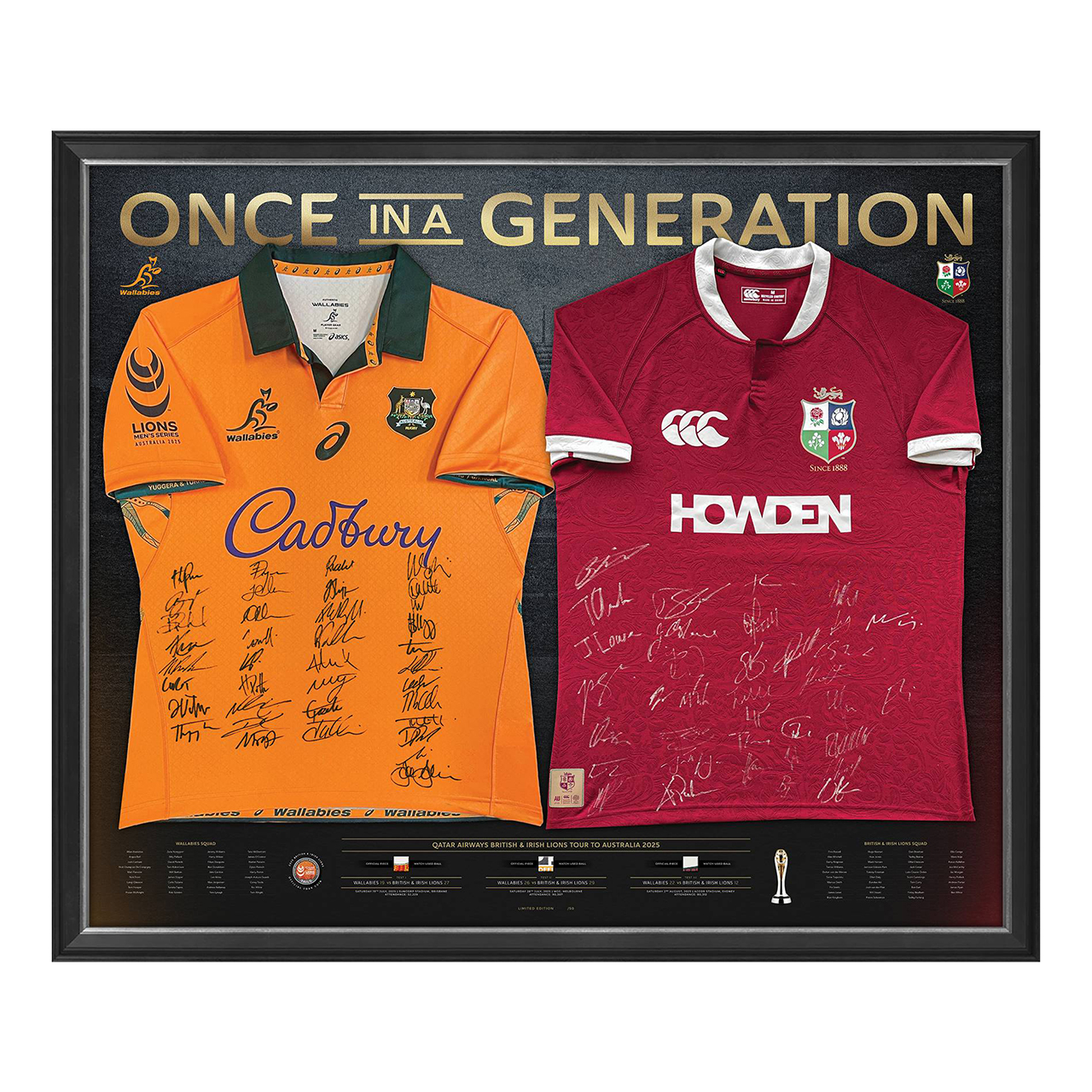 British ＆ Irish Lions and Wallabies 2025 ディアルサインジャージ【額無し】