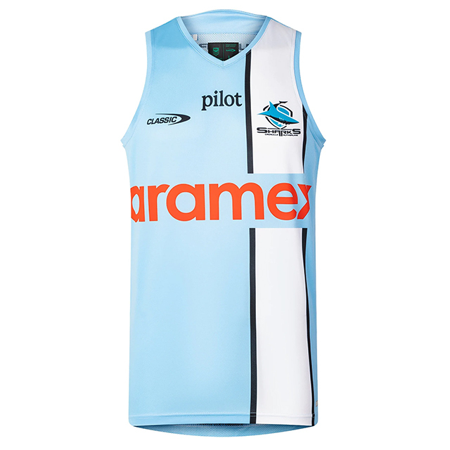 NRL シャークス 2026 トレーニングシングレット スカイ