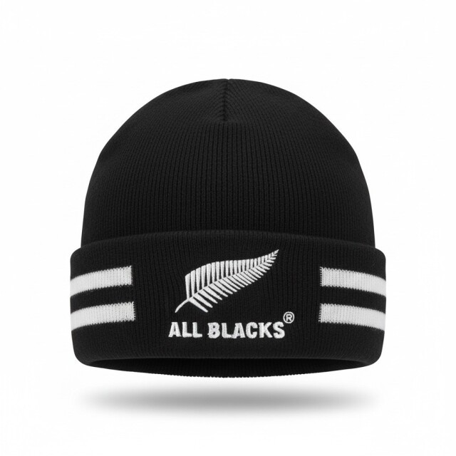 オールブラックス 子供用 ストライプ ロゴ ビーニー