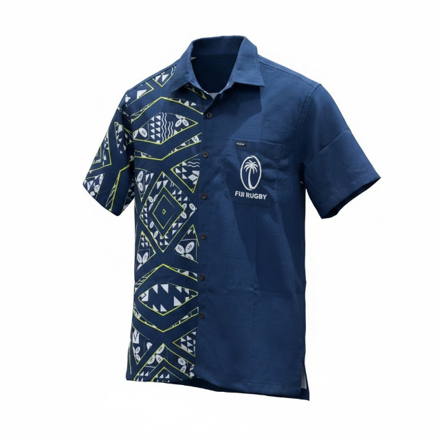 フィジー代表 Fijian Bula Shirt  ネイビー【SS4834】