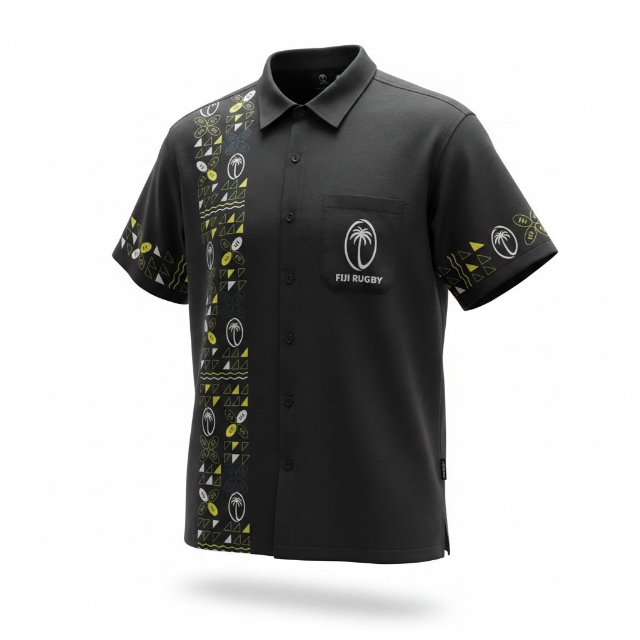 フィジー代表 Fijian Bula Shirt  ブラック【SS4835】