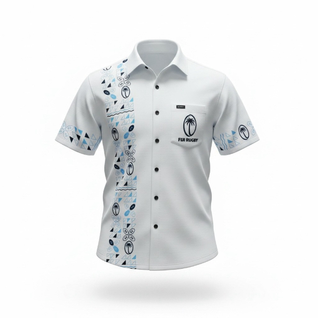 フィジー代表 Fijian Bula Shirt  ホワイト【SS4835】