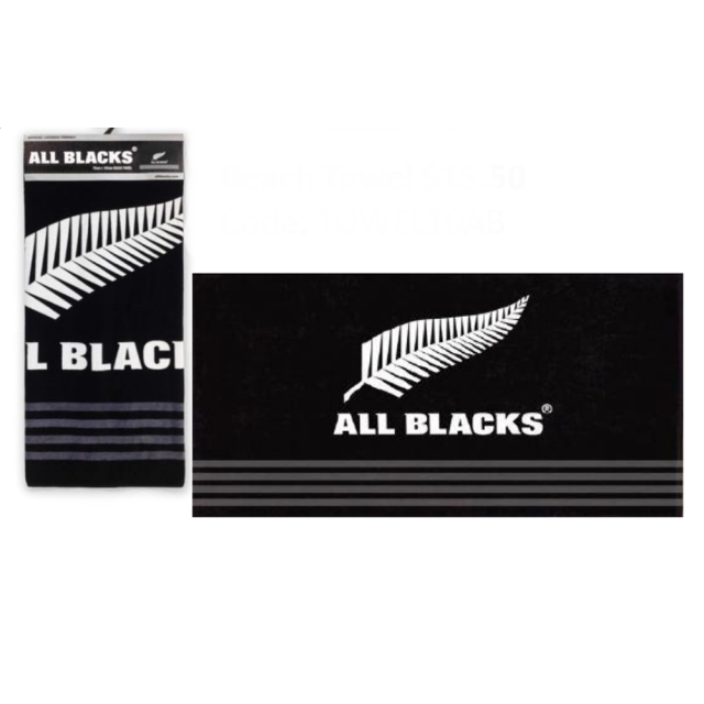 オールブラックス ストライプビーチタオル バスタオル ブラック