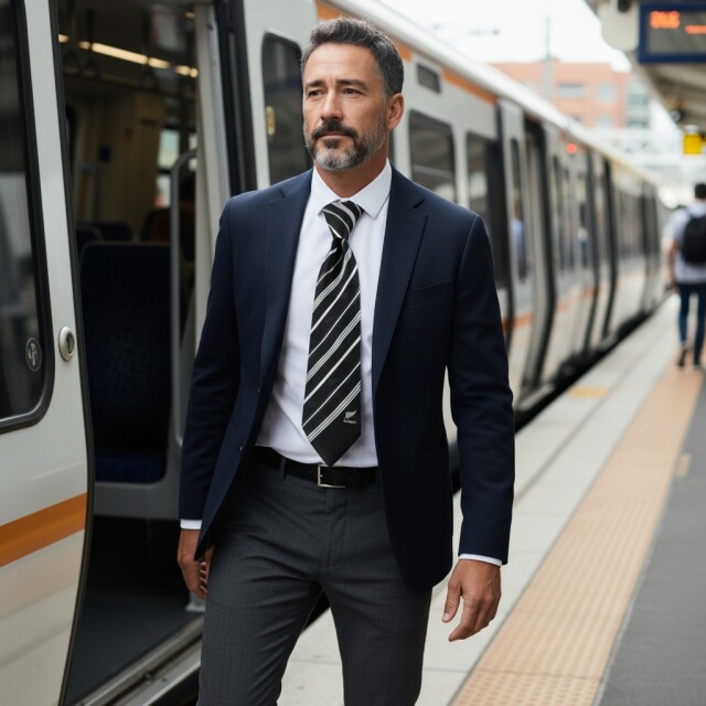 オールブラックスネクタイ【レジメンタルストライプ】ブラック