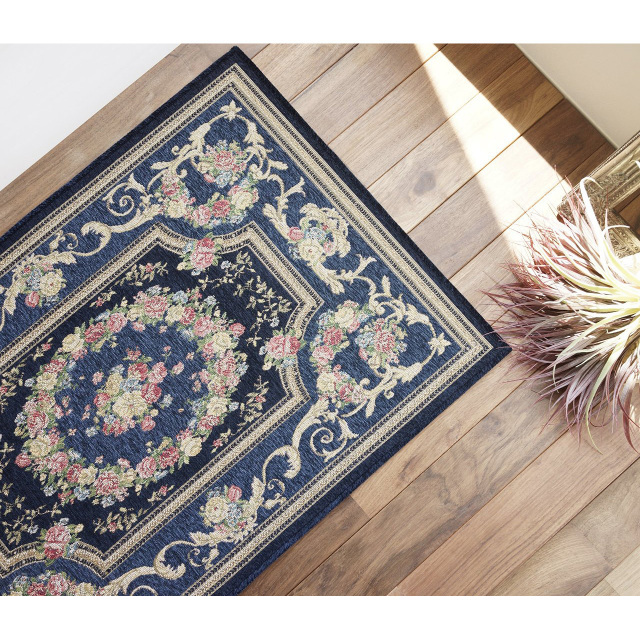 フランス　ヴィンテージ 花柄　ラグ カーペット ブロカント Amazon｜ヴィンテージ風 ラグ 長方形 花柄6 約 2畳 アンティーク
