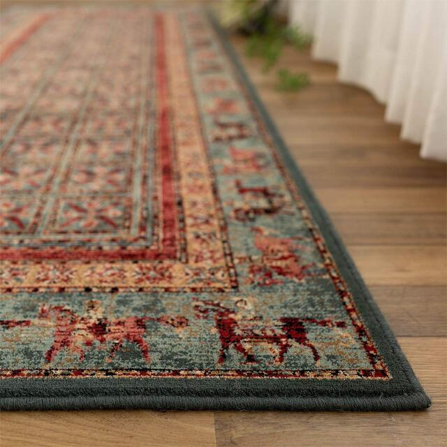 伝統的なパジリク柄のウィルトン織りロングマット 約 80×240 cm