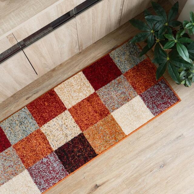 ジオメトリー3 フロスティ3 50x240cm キッチンマット  ヴィンテージ ボーダー チェック 高弾力 北欧風 ウィルトン織 トルコ製 /belgiummat-50-240
