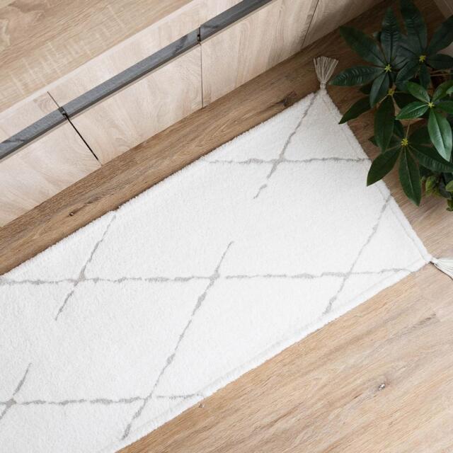 ベニ タレット 50x180cm キッチンマット 洗える モロッカン ベニワレン風 幾何学 アクセント ジャガード織 /benitile-50-180
