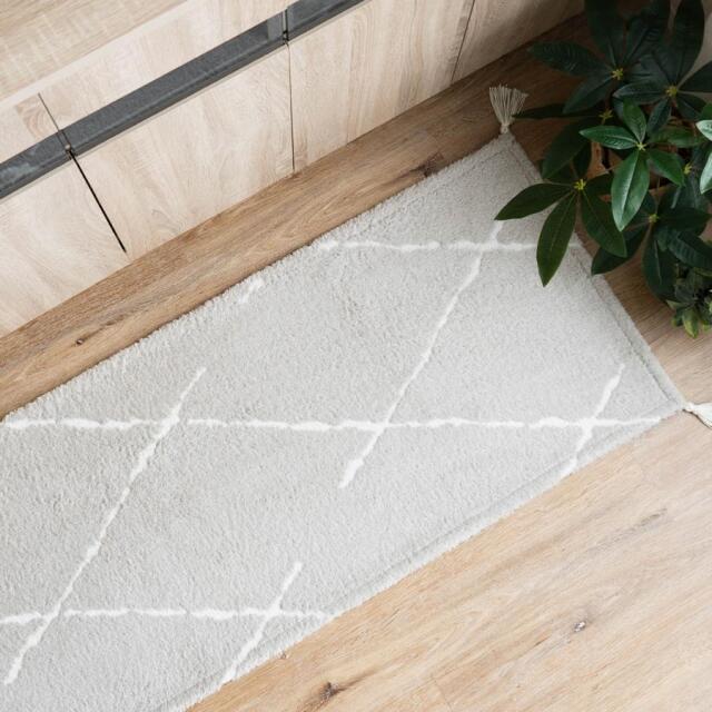 ベニ タレット 50x180cm キッチンマット 洗える モロッカン ベニワレン風 幾何学 アクセント ジャガード織 /benitile-50-180