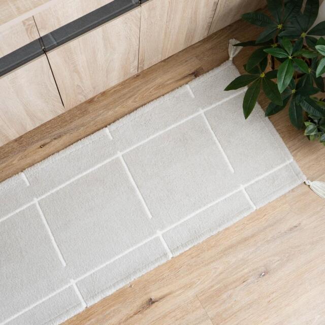 ベニ タレット 50x180cm キッチンマット 洗える モロッカン ベニワレン風 幾何学 アクセント ジャガード織 /benitile-50-180
