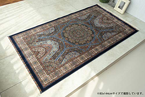 極美品 150万ノット ベルギー製 高級玄関マット 127×70 シャルボネル 150万ノット高密度のペルシャデザインの高級玄関マット 約 70×127 cm