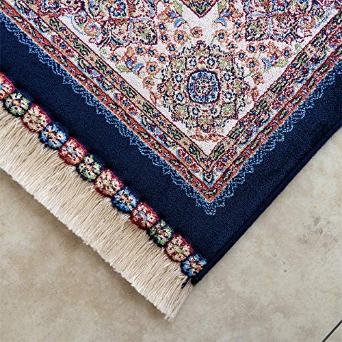 150万ノット高密度のペルシャデザインの高級玄関マット 約 70×127 cm