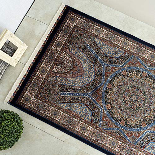 極美品 150万ノット ベルギー製 高級玄関マット 127×70 シャルボネル 150万ノット高密度のペルシャデザインの高級玄関マット 約 70×127 cm