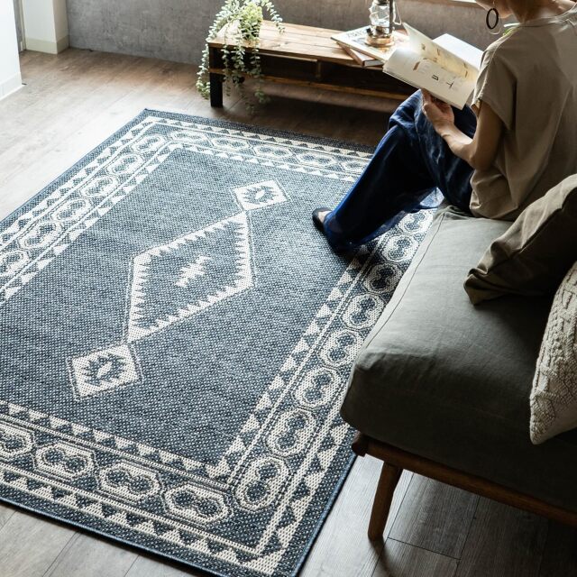 アジアンテイストなキリム柄の平織りラグ 193x250 cm 3畳｜輸入絨毯