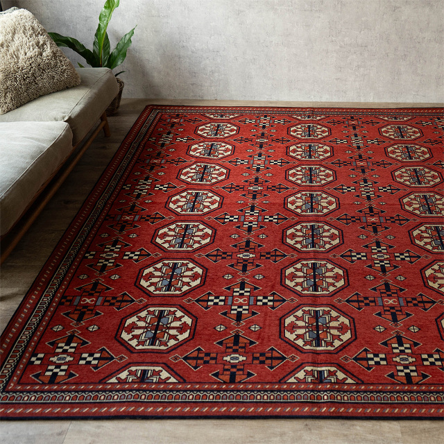 パキスタン絨毯をモチーフにしたゴブラン織りラグ 約 200x200 cm 2畳  