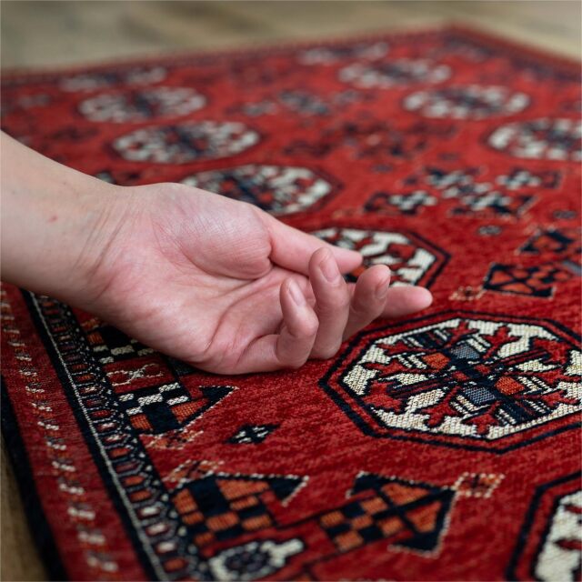 R220　パキスタン絨毯　レッド　90×60 R220 パキスタン絨毯 レッド 90×60