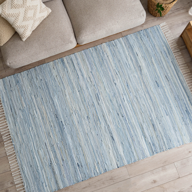 ヴィンテージ風デニム生地の玄関マット 約 190×240 cm 3畳｜輸入絨毯