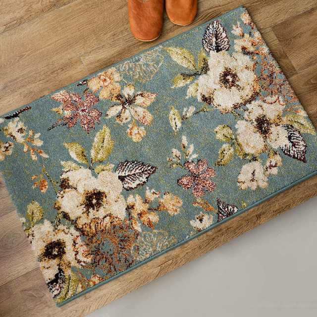 玄関マット 屋内 70 67 豪華 ウィルトン織り ベルギー 花柄 大判 おしゃれ 室内 花 柄 事務所 ラグ 風水 玄関 大きめ 高級感