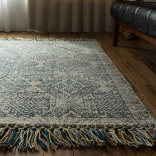 ヴィンテージ風のキリムデザインのラグマット 約 100×150 cm 1畳