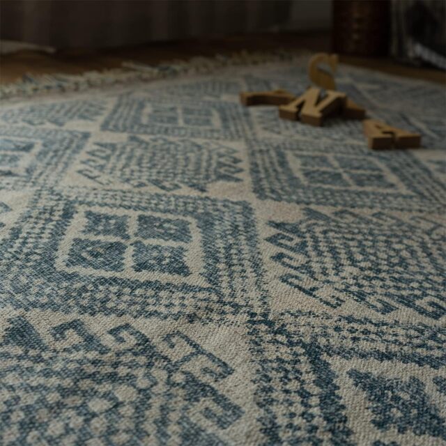 ヴィンテージ風のキリムデザインのラグマット 約 100×150 cm 1畳