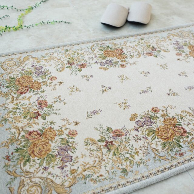 華麗な花柄のゴブラン織り玄関マット 約 70×120 cm｜輸入絨毯専門店