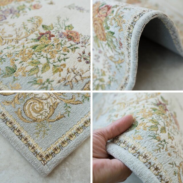 華麗な花柄のゴブラン織り玄関マット 約 70×120 cm｜輸入絨毯専門店