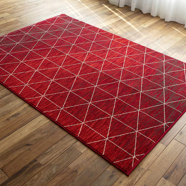 クールな印象のダイヤ柄ウィルトン織りラグマット 約 200×200 cm 2畳