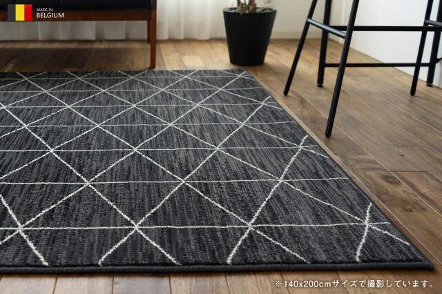 ハイクライス 幾何学模様 ベニワレン調 約 80×150 cm 1畳 長方形 レッド ブラック ウィルトン織り ベルギー製/heikruis-80-150