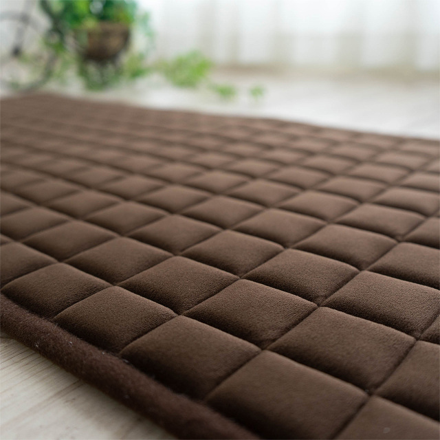 北欧風のふかふか厚めキルティングのキッチンマット 約 50×180cm