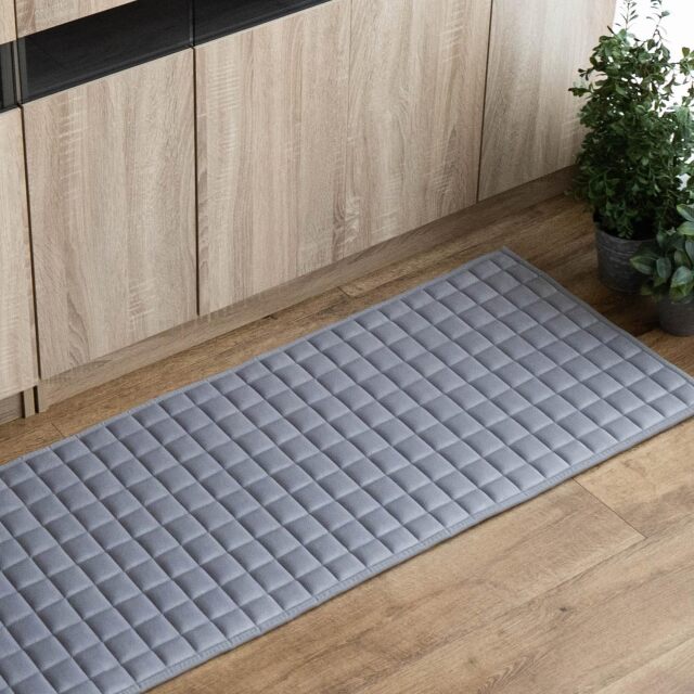 カハヴィタウコ 洗える ふかふか キルトラグ キッチンマット 約 50×240cm ベージュ ダークブラウン 厚め/kahvitauko-50-240