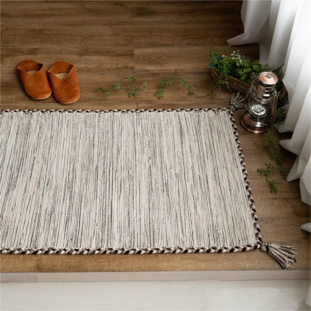 キーマ インド綿 手織り アジアン エスニック 約 50×80 cm 長方形 グリーン レッド ブラウン グレー インド製/keema-50-80