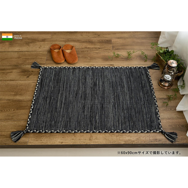 Y3253 インド絨毯 シルク×コットン 手織り 186×119㎝ マット インド 手織り絨毯 シルク ＜約123 x 190 ㎝＞ 天井文様 | インド雑貨