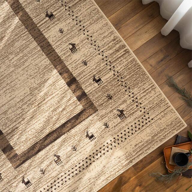 ふっかり！ウィルトン織 ギャッベ 高密度 ラグ 150×225cm-93001