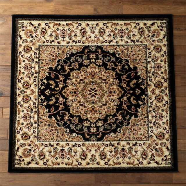 レジェンド1 ペルシャ風 メダリオン 約 150x150 cm 1.5畳 長方形 グリーン レッド ブラック ベージュ ウィルトン織り トルコ製/legend1-150-150