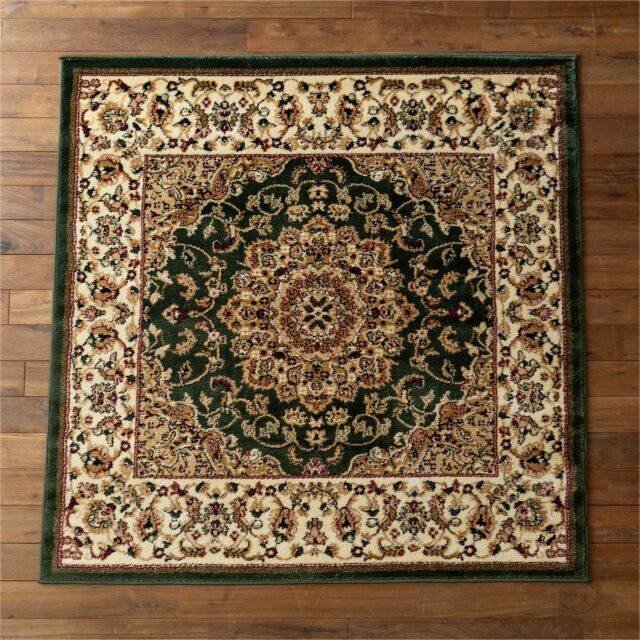 レジェンド1 ペルシャ風 メダリオン 約 150x150 cm 1.5畳 長方形 グリーン レッド ブラック ベージュ ウィルトン織り トルコ製/legend1-150-150