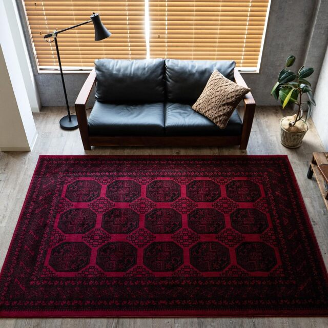 レジェンド5 トルクメン風 ボハラ柄 約 240×330 cm 6畳 長方形 レッド ウィルトン織り トルコ製/legend5-240-330