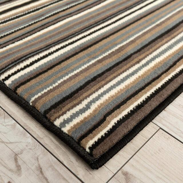 印象的なストライプ柄のウィルトン織りラグマット 約 200×250 cm 3畳