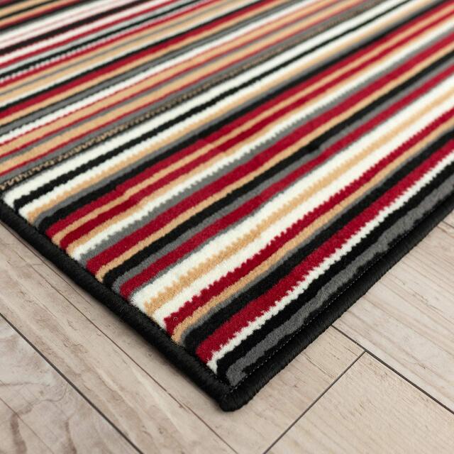 印象的なストライプ柄のウィルトン織りラグマット 約 200×250 cm 3畳