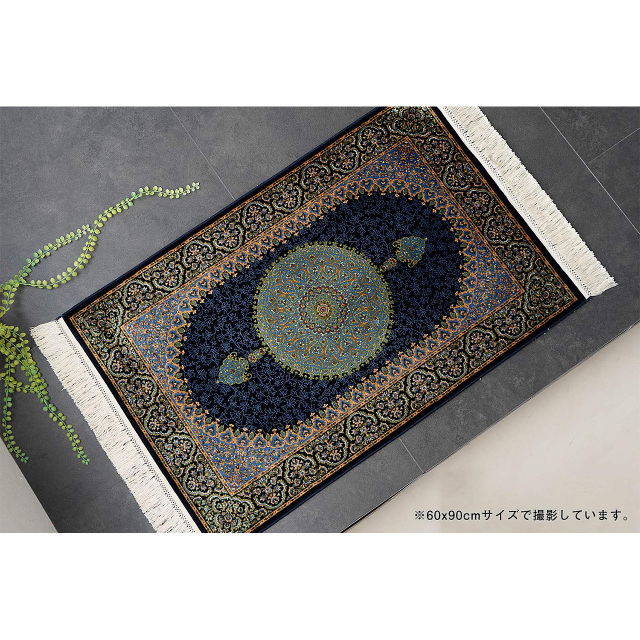 モダール  144万ノット ペルシャ柄 メダリオン 約 60×90 cm 長方形 レッド ネイビー ウィルトン織り トルコ製/modal-60-90