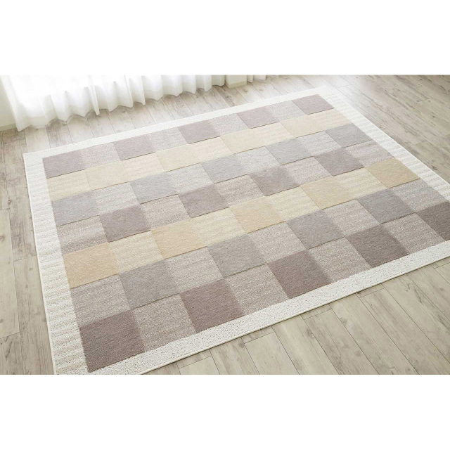 ブロックデザインがクールな日本製の洗える・抗菌・防ダニ