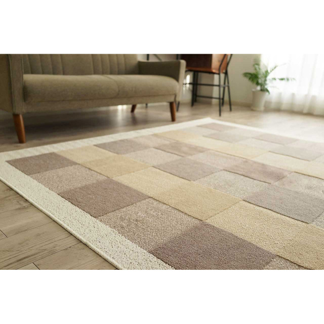 ブロックデザインがクールな日本製の洗える・抗菌・防ダニ・カーペット