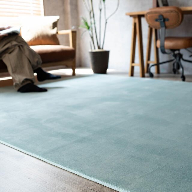 さらっと滑らかシンプル無地で洗えるラグマット 約 130x190 cm 1.5畳