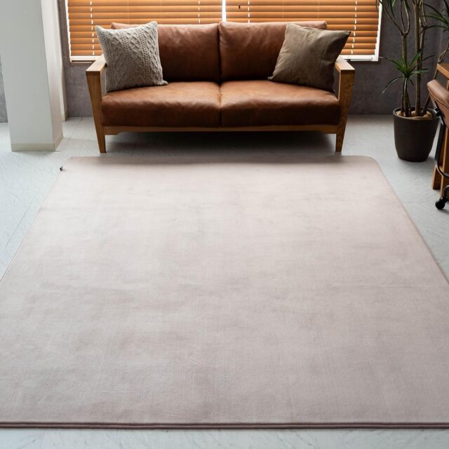 さらっと滑らかシンプル無地で洗えるラグマット 約 190x240 cm 3