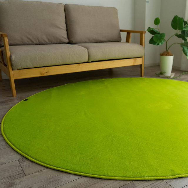 さらっと滑らかシンプル無地で洗える円形ラグマット直径 約 140 cm