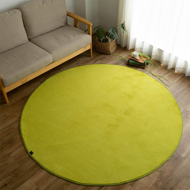 さらっと滑らかシンプル無地で洗える円形ラグマット直径 約 140 cm